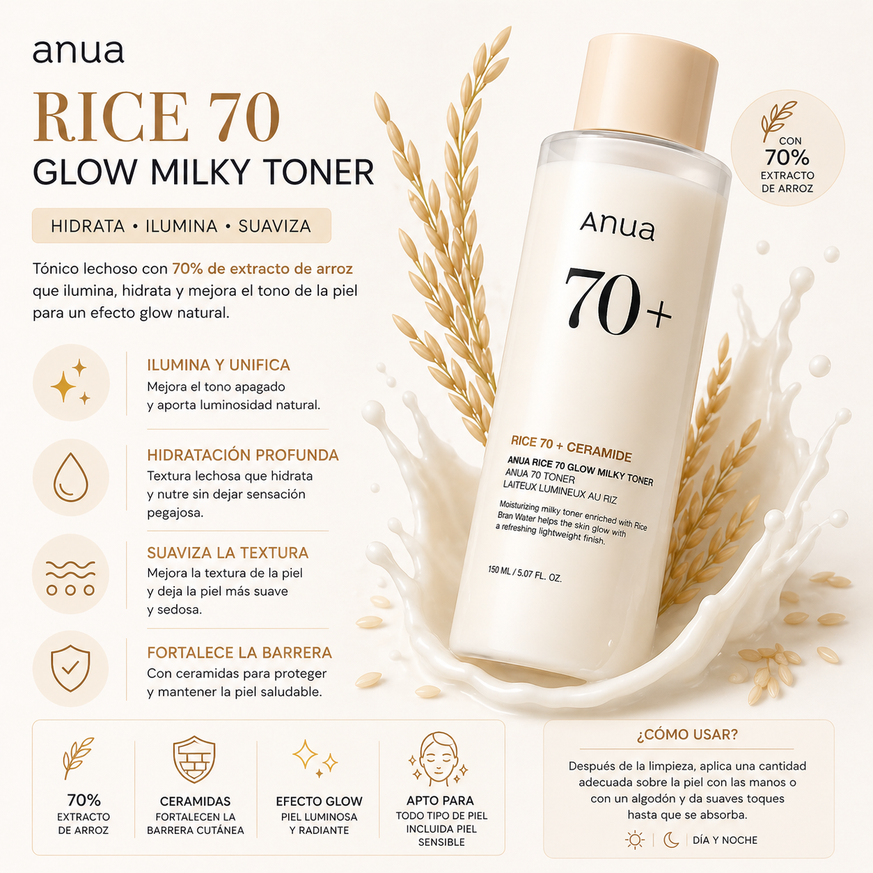Anua Rice 70 Glow Milky Toner 150ml