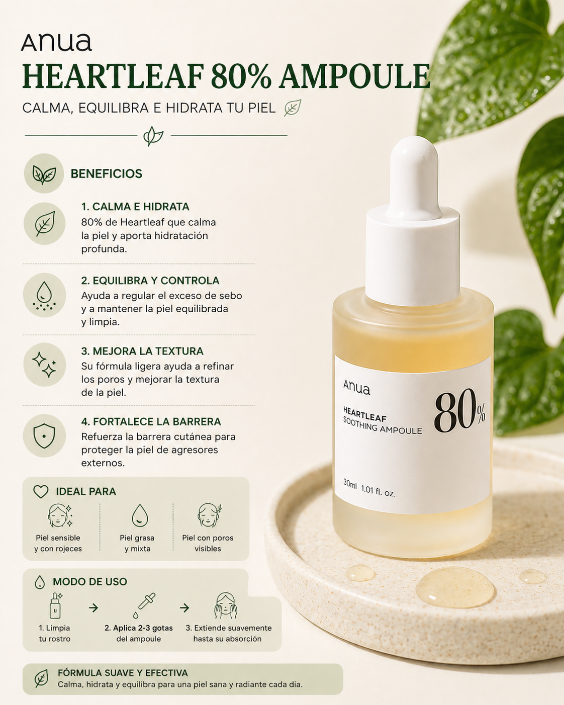 Anua Heartleaf 80% Ampoule calmante