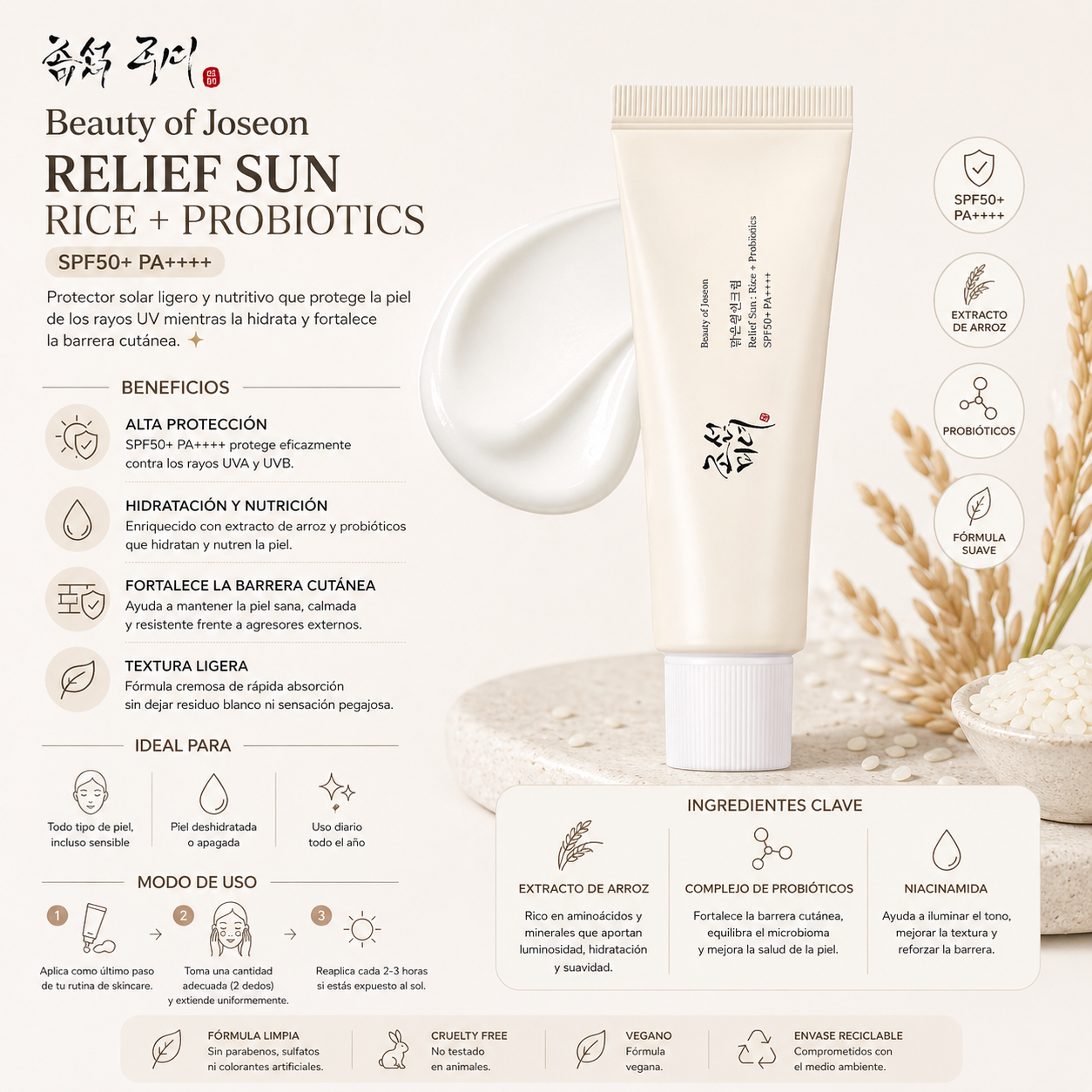 Beauty of Joseon Relief Sun Rice + Probiotics SPF50+