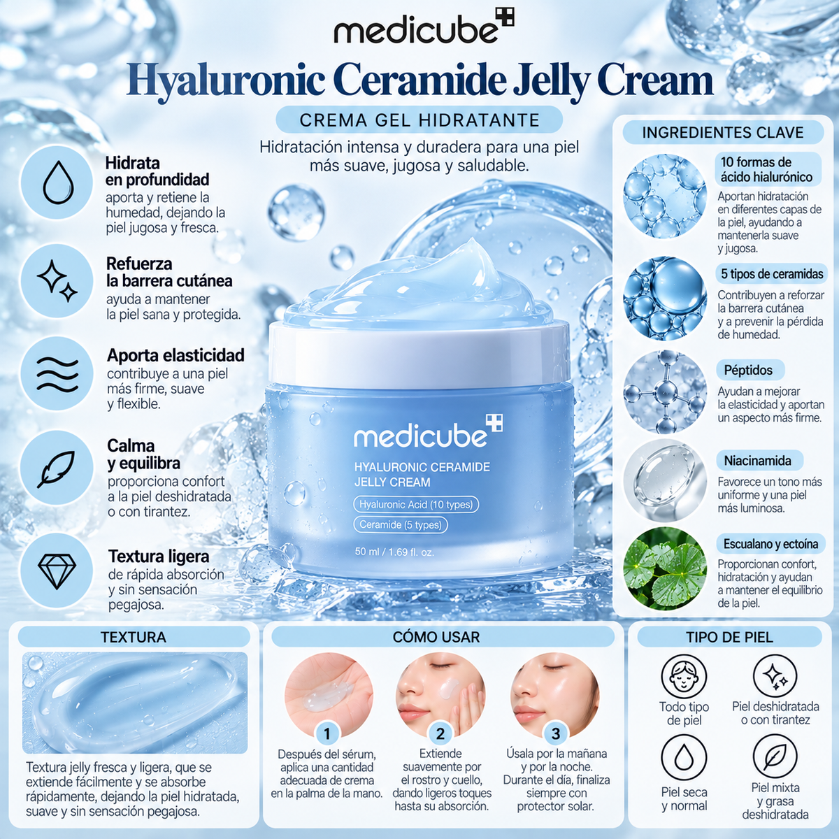 Medicube Hyaluronic Ceramide Jelly Cream – Crema Gel Hidratante 50 ml