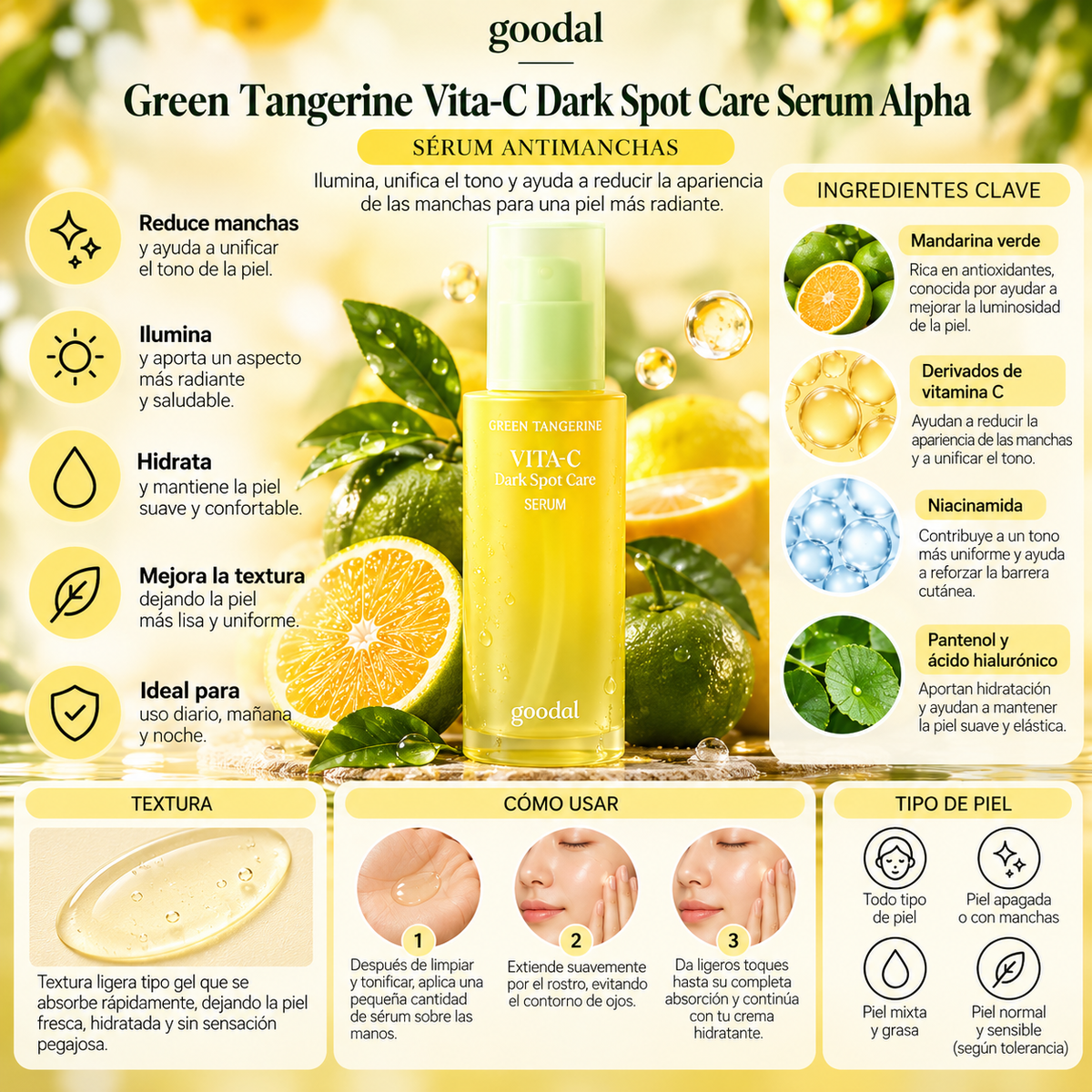 Goodal Green Tangerine Vita-C Dark Spot Care Serum Alpha – Sérum Antimanchas 40 ml
