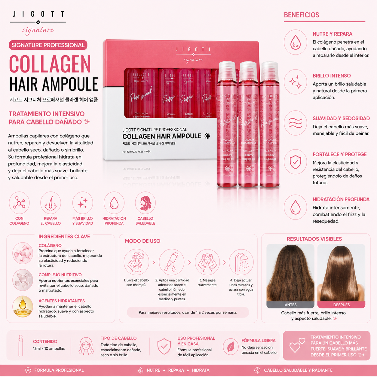 Jigott - Signature Professional Collagen Hair Ampoule, 13ml x 10ea