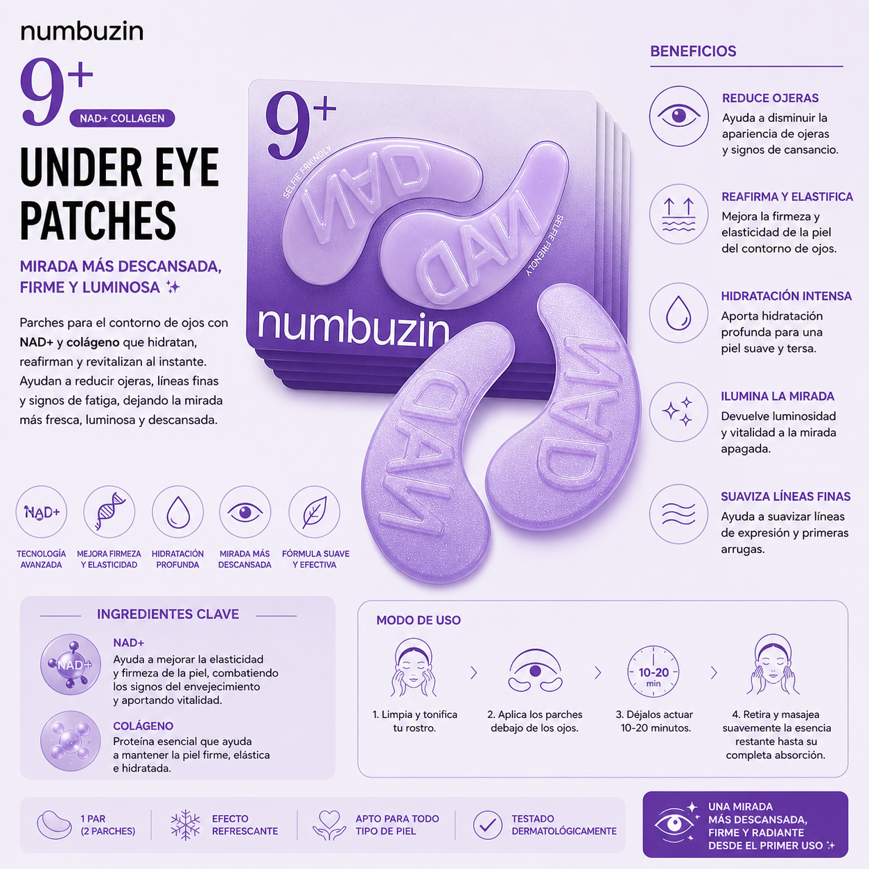 Numbuzin - No.9 NAD+ Collagen Under Eye Patches