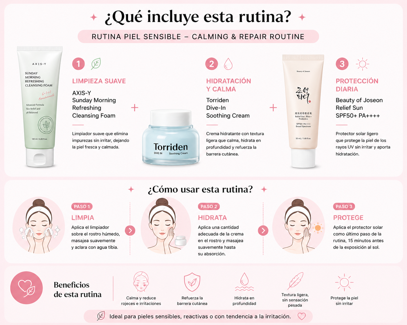 Rutina Piel Sensible – Calming & Repair Routine