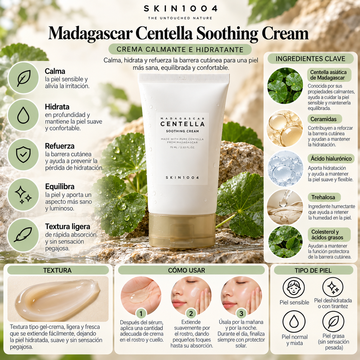 SKIN1004 Madagascar Centella Soothing Cream – Crema Calmante 75 ml