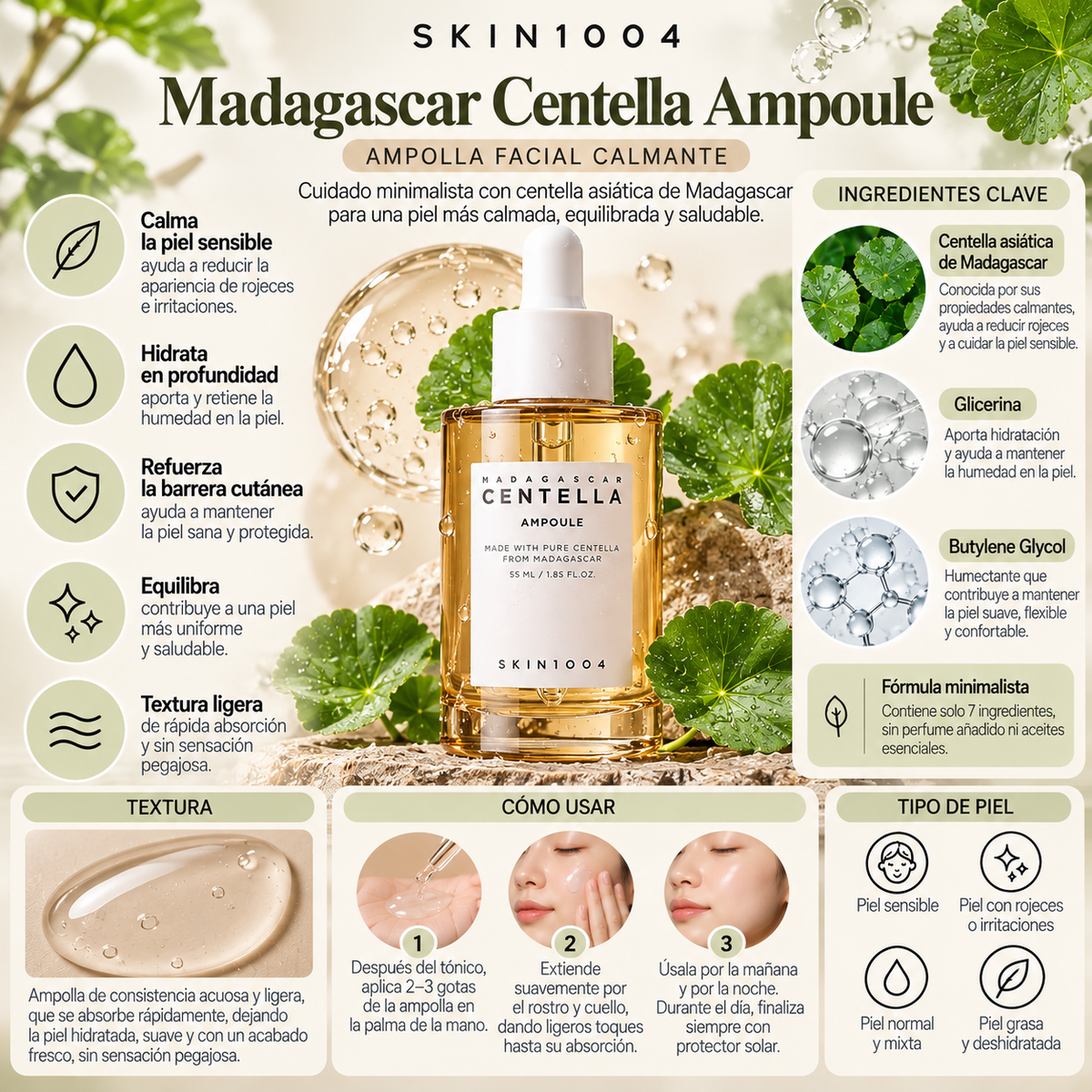 SKIN1004 Madagascar Centella Ampoule – Ampolla Calmante 55 ml